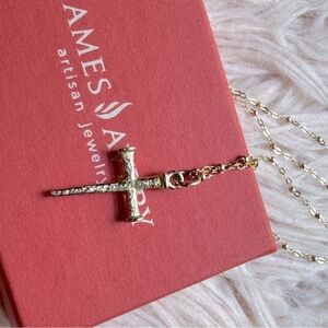 14k James Nail Cross and 20” Forged Bead Chain